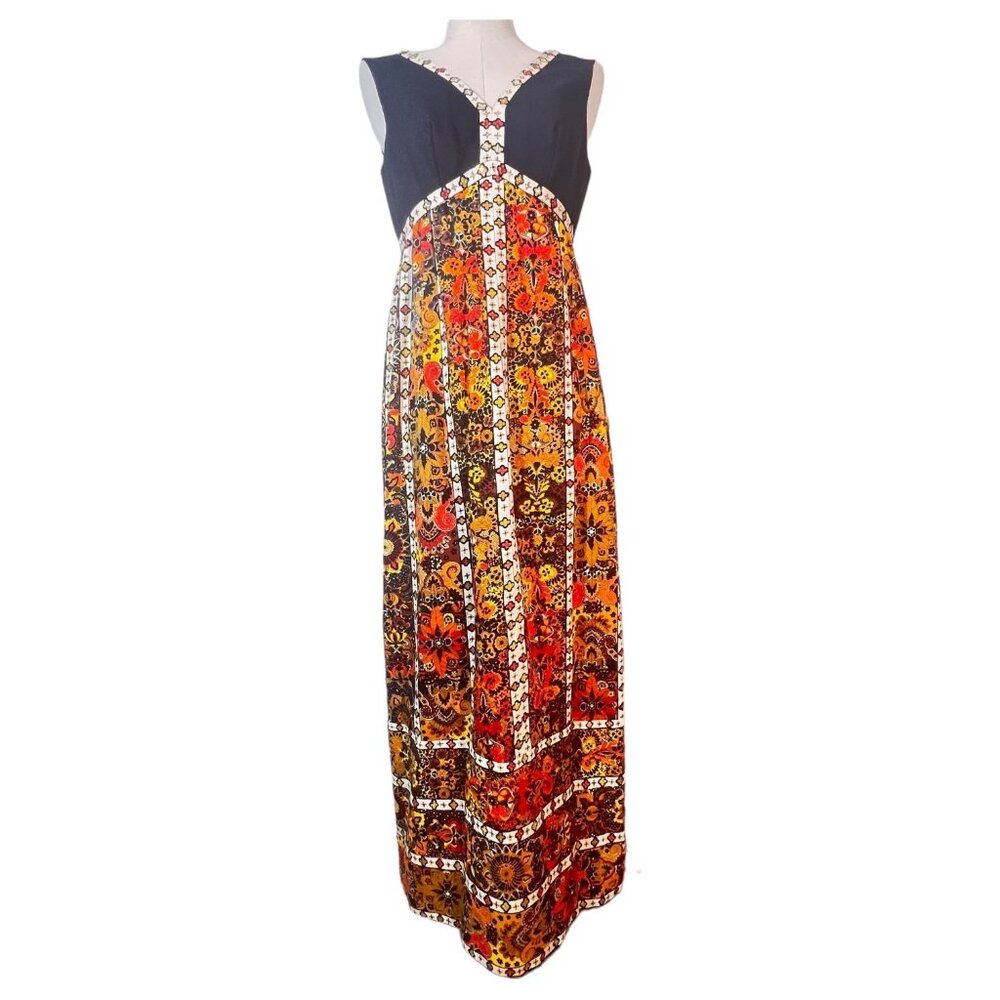 Womens Vintage Futura Couture Of New York Floral Maxi Dress Size‎ 12 Sleeveless